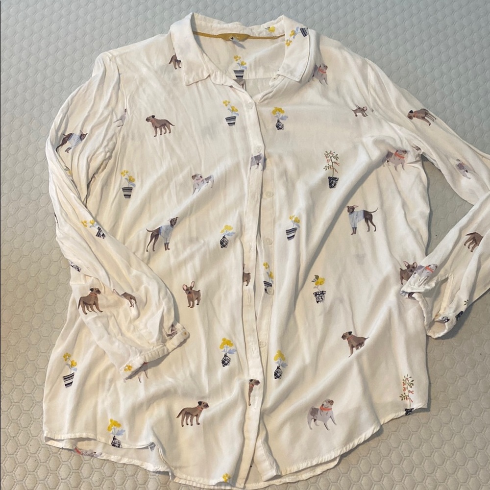Joules Dog Print Button-Up Shirt